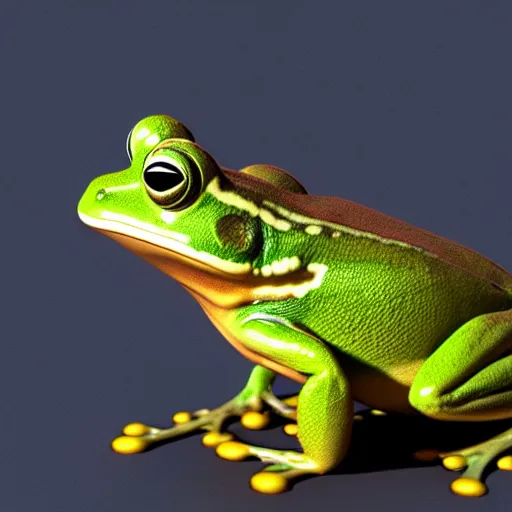 Prompt: a frog, raytracing, vray, 55mm