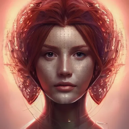 Prompt: artificial intelligence woman face being built piece by piece, almost done, fibonacci, intricate, highly detailed, digital painting, artstation, concept art, smooth, sharp focus, illustration, unreal engine 5, 8 k, art by artgerm and greg rutkowski and alphonse mucha - 7 6 8