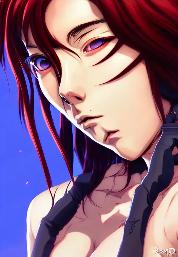 Image similar to a portrait of revy from black lagoon manga, symmetrical eyes, symmetrical face, art by lois van baarle and loish and ross tran and rossdraws and sam yang and samdoesarts and artgerm, digital art, highly detailed, intricate, sharp focus, trending on artstation hq, deviantart, unreal engine 5, 4 k uhd image