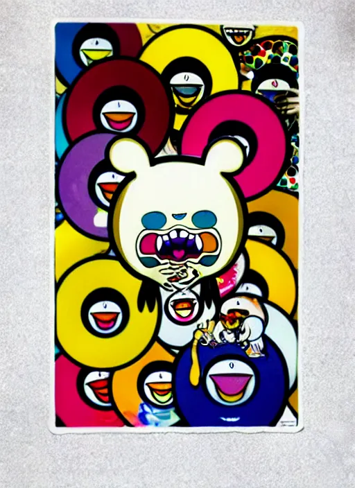 Image similar to a picture of a sticker that says stay weird, a screenprint by takashi murakami, trending on behance, funk art, concert poster, poster art, art