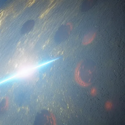 Prompt: planetary surface experiencing orbital laser strike, 4K render