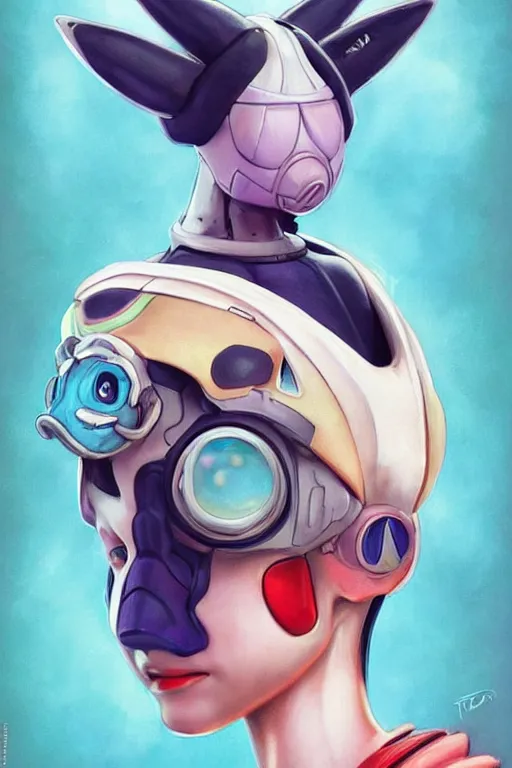 Prompt: lofi BioPunk Pokemon Emolga portrait Pixar style by Tristan Eaton_Stanley Artgerm and Tom Bagshaw,
