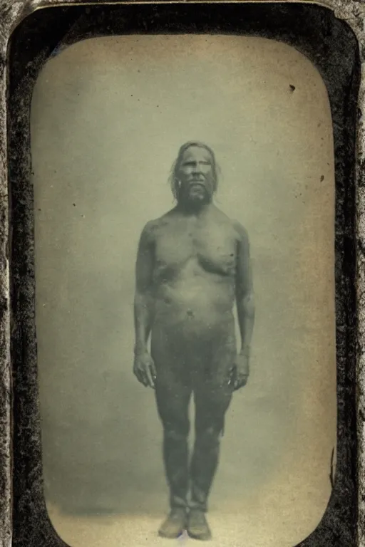 Prompt: a tintype photograph of an angry bigfoot