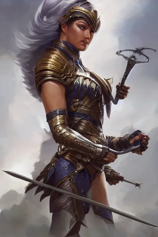 Image similar to amazon valkyrie athena, d & d, fantasy, portrait, highly detailed, headshot, digital painting, trending on artstation, concept art, sharp focus, illustration, art by artgerm and greg rutkowski and magali villeneuve