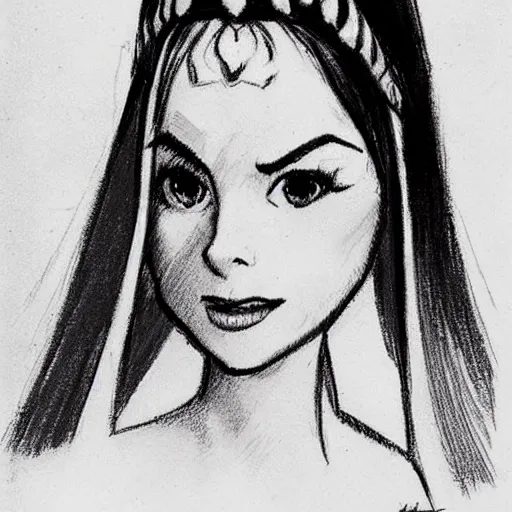 Image similar to milt kahl sketch of victoria justice as princess padme from star wars episode 3