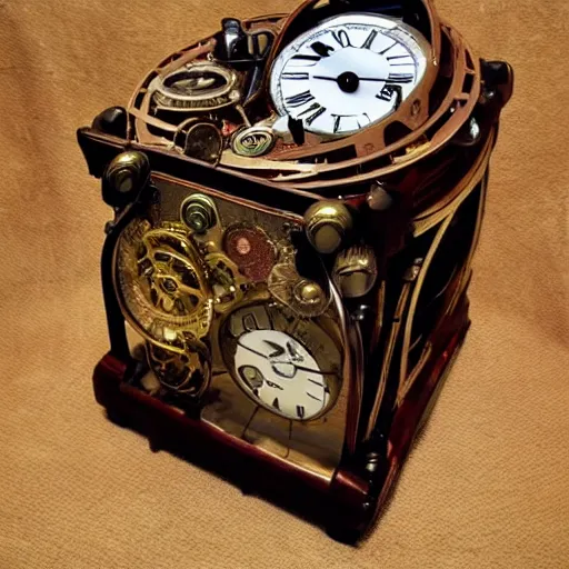 Image similar to dream a steampunk time machine in the midage