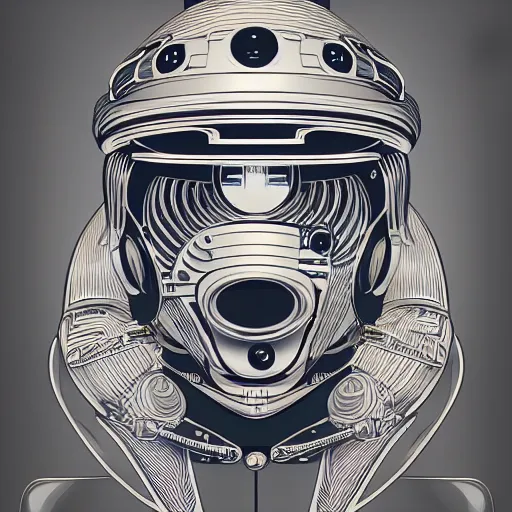 Prompt: hyperdetailed portrait of a spaced out steampunk robot head, 8 k, symetrical, halluzinogenic, meditative, vector art, black background