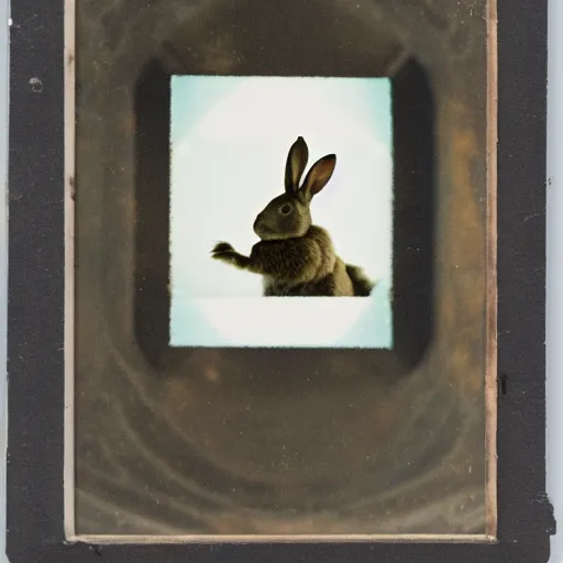 Image similar to a rabbit sitting then jumping up over a fence, film strip reel showing 9 frames