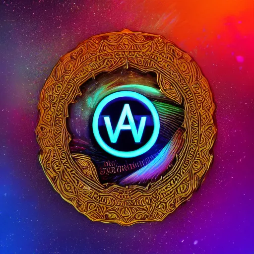 Image similar to a and w vaporwave logo, colorful, digital art, cosmic, 3 d high definition, trending on art station, photorealistic, high resolution, 8 k, octane, hyper detailed, insane details, intricate, elite, ornate, elegant trend, highly detailed and intricate, sharp focus, photography, unreal engine