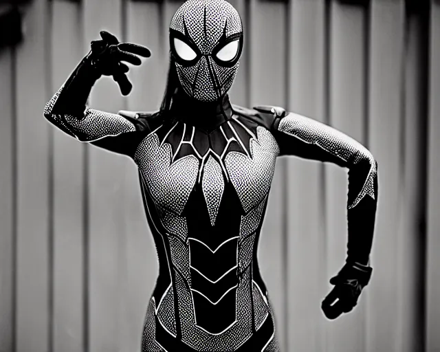 Image similar to iron spider suit, lomography lady grey
