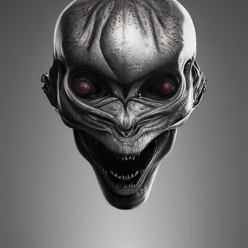 Image similar to portrait of an alien, by giger, detailed, dramatic lighting, biomechanical, trending on artstation