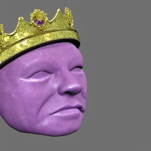 Image similar to precious gemstone that shaped like a face wearing a crown, 3 d render