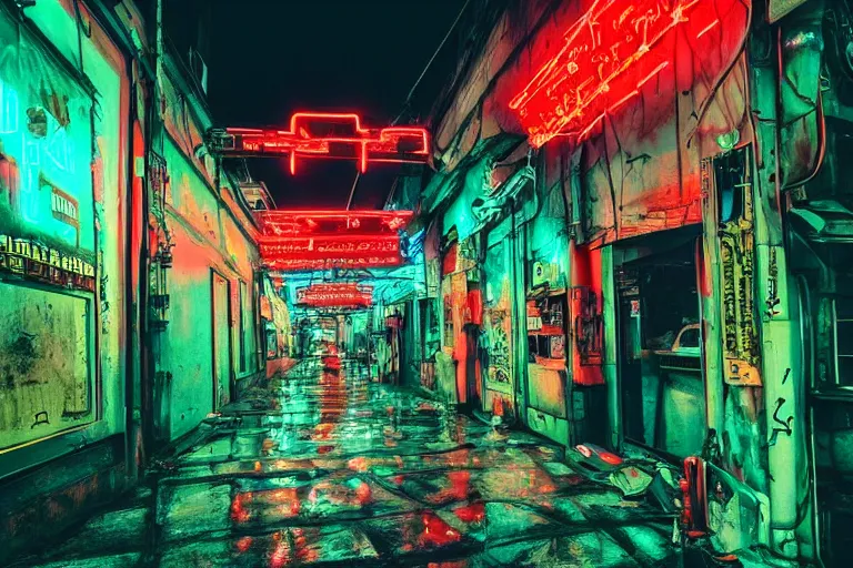 Image similar to a saint - petersburg city street filled with lots of neon signs, cyberpunk art by liam wong, pinterest, shin hanga, anime aesthetic, streetscape, photo taken with ektachrome