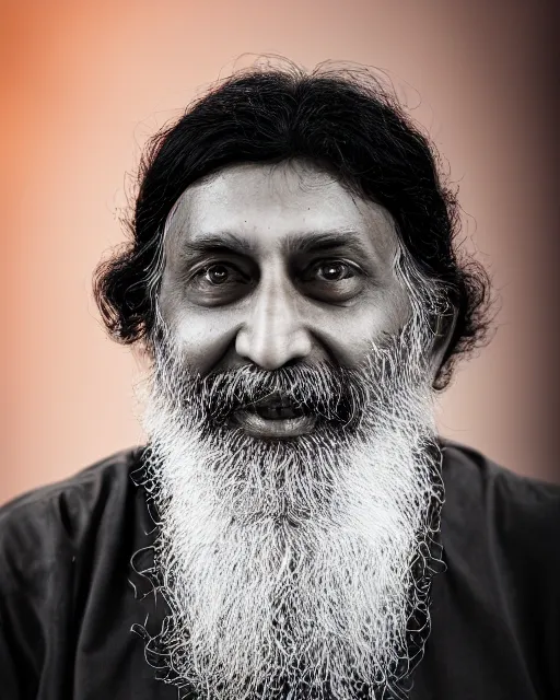 Image similar to A portrait of Jaggi Vasudev, highly detailed, trending on artstation, bokeh, 90mm, f/1.4