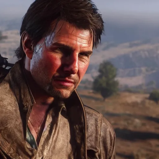 Prompt: Tom Cruise in red dead redemption 2 4K detail