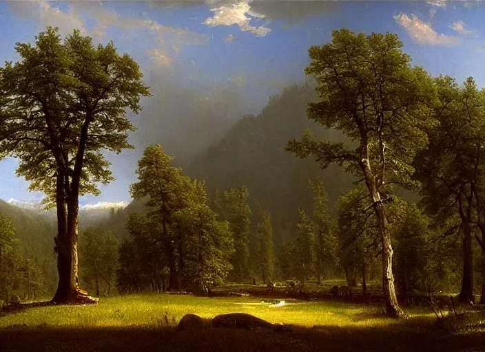 Prompt: 🌲🌳 by alberrt bierstadt