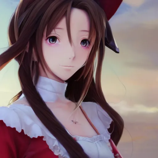 Image similar to beautiful anime, aerith gainsborough, by sakimichan, jeongseok lee, logan cure, ja mong, nick silva, trending artstation