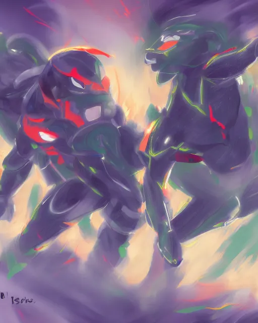 Image similar to a concept painting of sd ai and dall - e ai duking it out