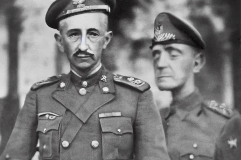 Image similar to sportrait of francisco franco, general, army, 1 9 3 0 s, spanish civil war, bartolome ros, juan jose serrano, leica