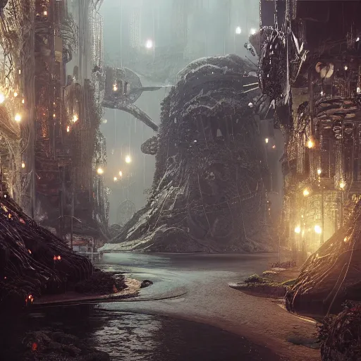 Image similar to kodak portra 8 0 0, infinitely detailed hd scenery ambience from nier automata, dream design, relief concept, majestic dream scenery smooth, sharp focus, an ultrafine detailed illustration by james jean, intricate linework, octane render, by ruan jia and nier automata detailed cybermagic atmospherics