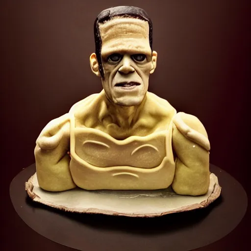 Prompt: a butter sculpture of frankenstein