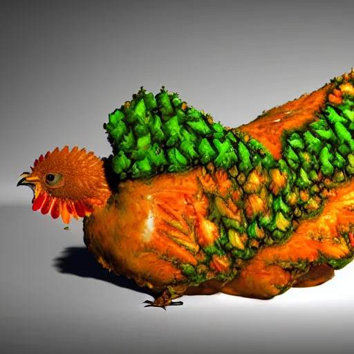 Image similar to fractal chicken, 4k, 8k, octane render