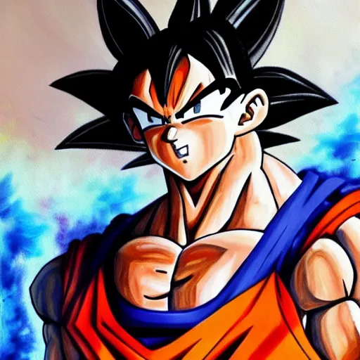 Image similar to an oil painting of a goku wearing a hip - hop rap hat drawn by frank frazetta, hd, hdr, ue 5, ue 6, unreal engine 5, 3 d, cinematic 4 k wallpaper, 8 k, ultra detailed, high resolution, artstation, award - winning pencil drawing