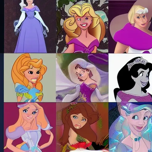 Image similar to all disney princess morphed together into abomination