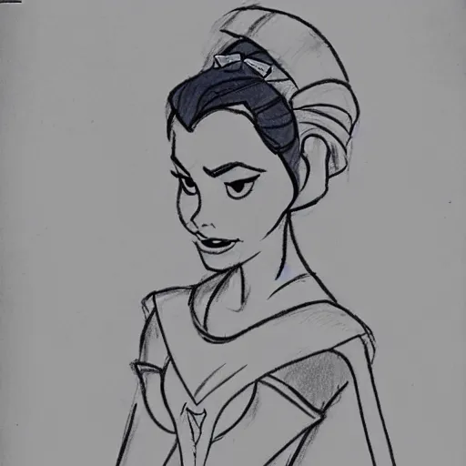 Image similar to milt kahl sketch of victoria justice as princess padme from star wars