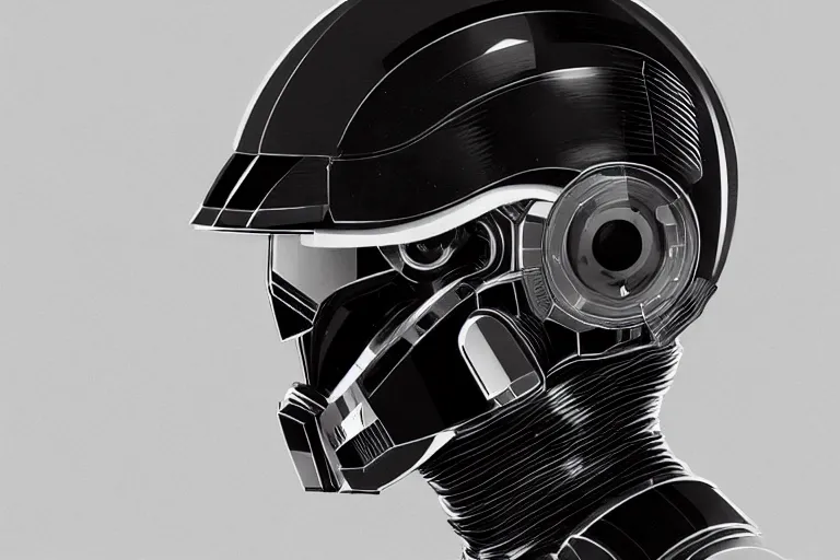 Image similar to cybernetic empire soldier in minimalistic helmet, dieter rams, image, elegant, highly detailed, sharp focus, illustration, beautiful, geometric, trending on artstation, battlefield, cinematic, artwork by wlop