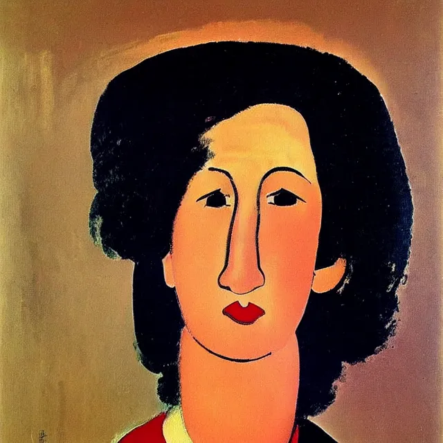 Image similar to a beautiful painting puyi, by andy warhol amedeo modigliani realistic oil painting