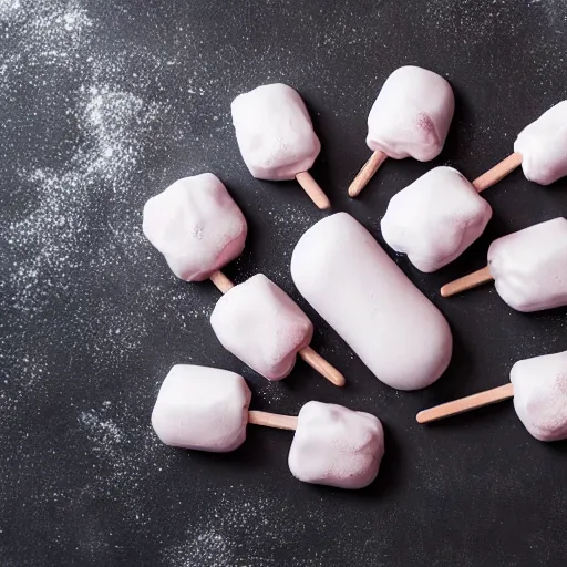 Prompt: bubble shaped powdered turkish delight lollies award winning food photography