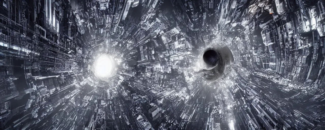 Image similar to photo of a black hole is destroying a gothic cyberpunk City