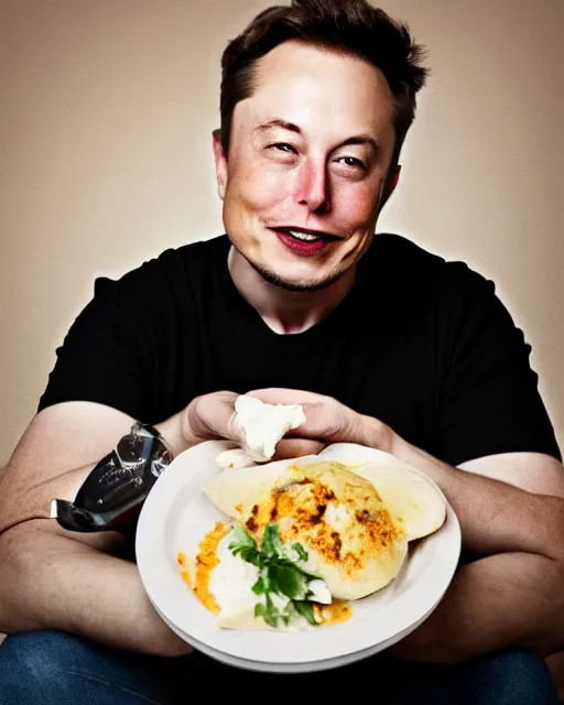 Image similar to a portrait of elon musk eating idli, highly detailed, trending on artstation, bokeh, 9 0 mm, f / 1. 4