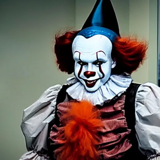 Image similar to pennywise the clown working as an emergency room doctore