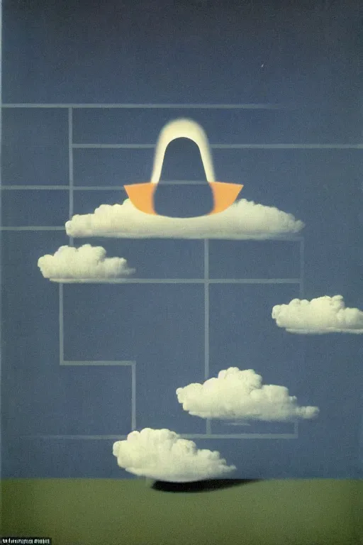 Prompt: Visualize: Our hindrances are obstacles to enlightenment as abstract art in the style of Magritte