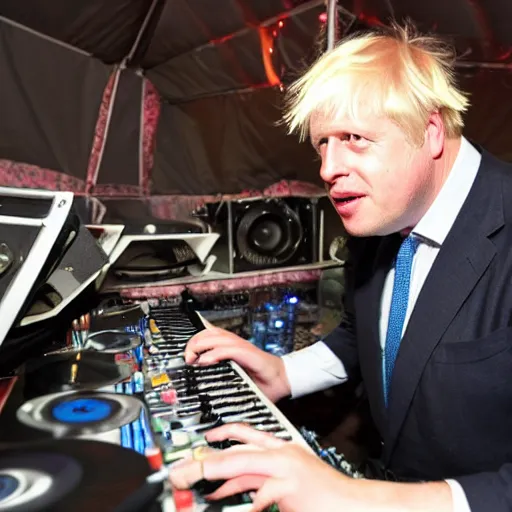 Prompt: Boris Johnson as a DJ in Ibiza