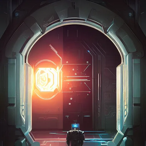 Image similar to an impenetrable vault door, elegant digital illustration by greg rutkowski, cyberpunk, android netrunner