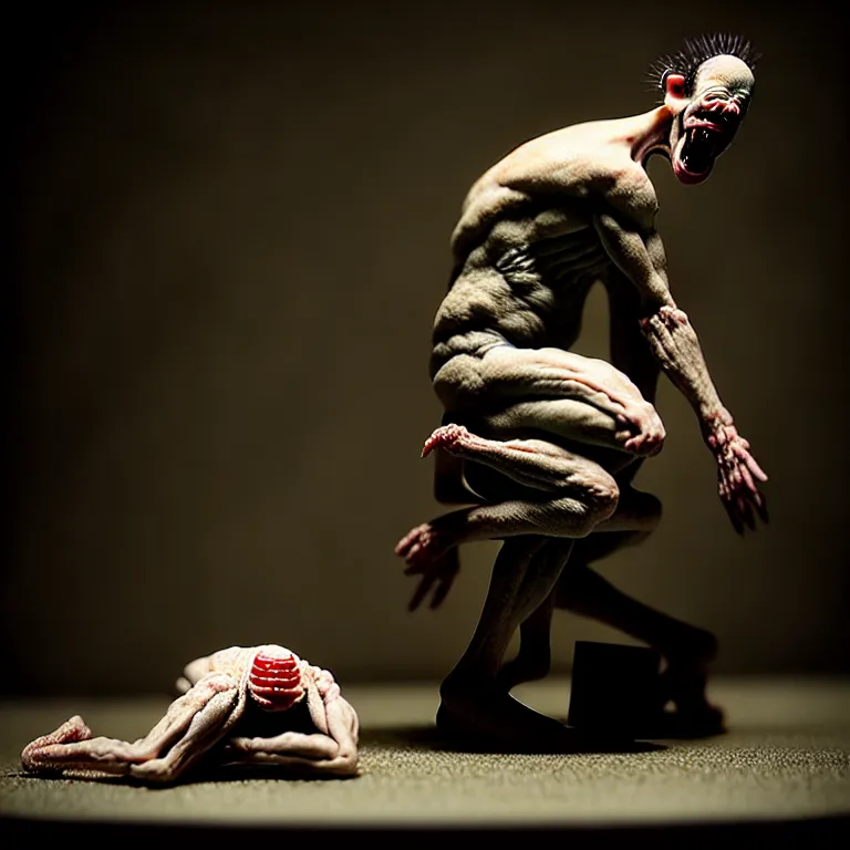 Image similar to laboratory miniature creature in pain and anger and revange by Christopher Soukup, David Fincher, Dan Witz, Gregory Crewdson, Huleeb, Lee Griggs, Mike Nash, Paul Chadeisson, Stephen Shore, sideshow collectibles, Terry Richardson, Vitaly Bulgarov