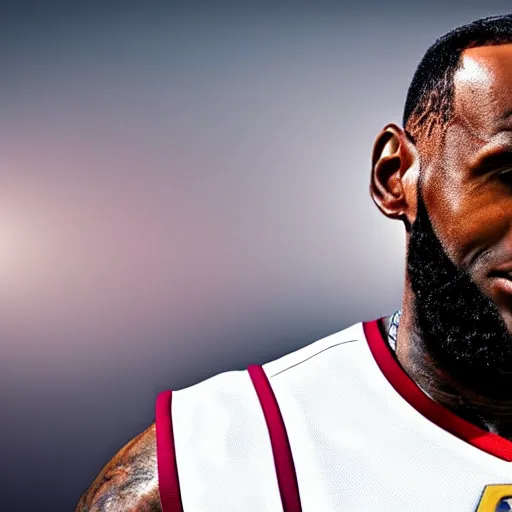 Prompt: first picture of lebron james as captain in new star trek movie, ( eos 5 ds r, iso 1 0 0, f / 8, 1 / 1 2 5, 8 4 mm, postprocessed, crisp face, facial features )