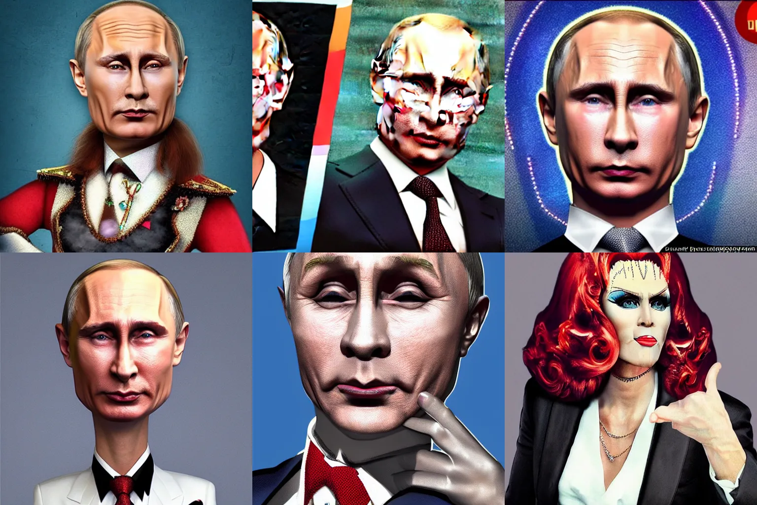 Prompt: «Vladimir Putin dragqueen as a wobblehead» ultra realistic,