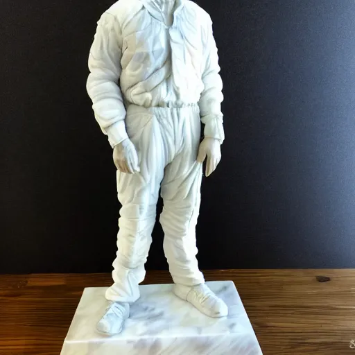 Prompt: walter white full body marble sculpture