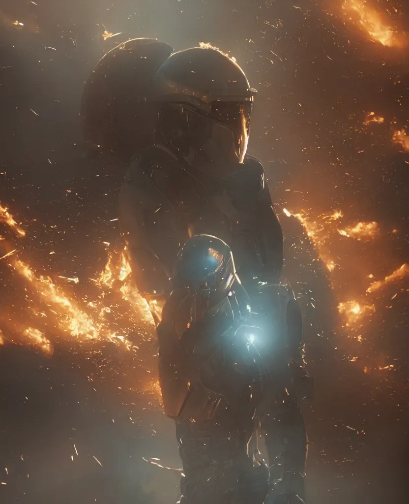 Image similar to a cinematic scene of a giant smirking elon musk in sky blue armor walking toward the camera from a explosion of blue twitter birds, atmospheric lighting, painted, intricate, volumetric lighting, beautiful, golden hour, sharp focus, ultra detailed, by Leesha Hannigan, Ross Tran, Thierry Doizon, Kai Carpenter, Ignacio Fernández Ríos