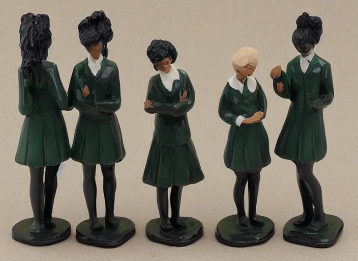 Prompt: Image on the store website, eBay, Full body, 80mm resin figure of Traditional women\'s school students