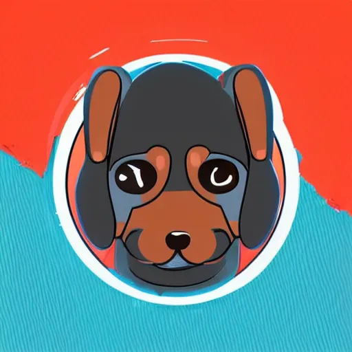 Prompt: high quality vector illustration of a little puppy cyborg, flat texture, trending on behance,