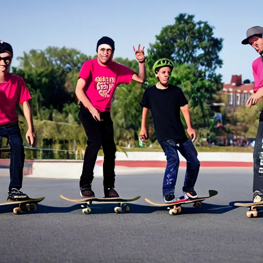 Image similar to four men skateboarding