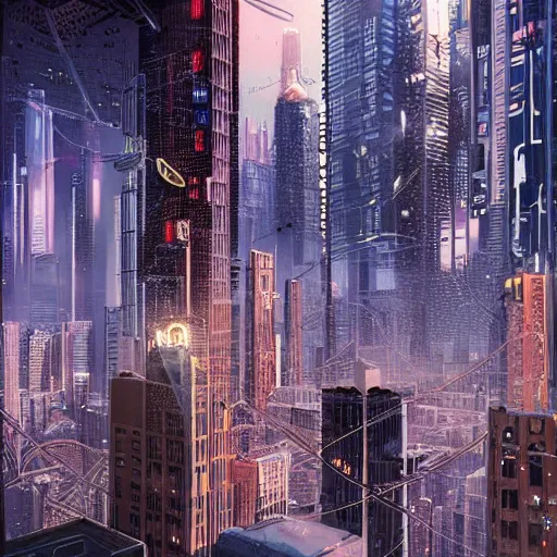 Image similar to incredibly detailed, beautiful futuristic cyberpunk Chicago