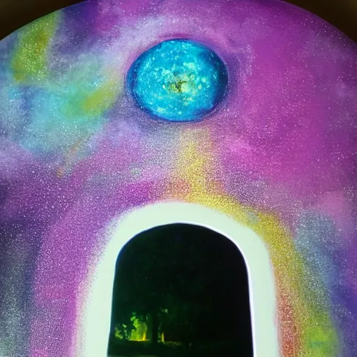 Prompt: infinity mirror portal painting