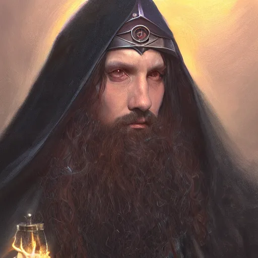 Image similar to A portrait of a young wizard in a dark cloak, emanating dimensional magic, fantasy D&D character, portrait art by Donato Giancola and Bayard Wu, digital art, trending on artstation, 4k
