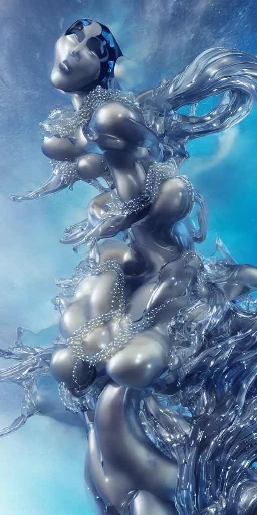 Prompt: deep ocean sculpture, octane render, fantastic, shining, pearl, sharp focus, by hajimesorayama